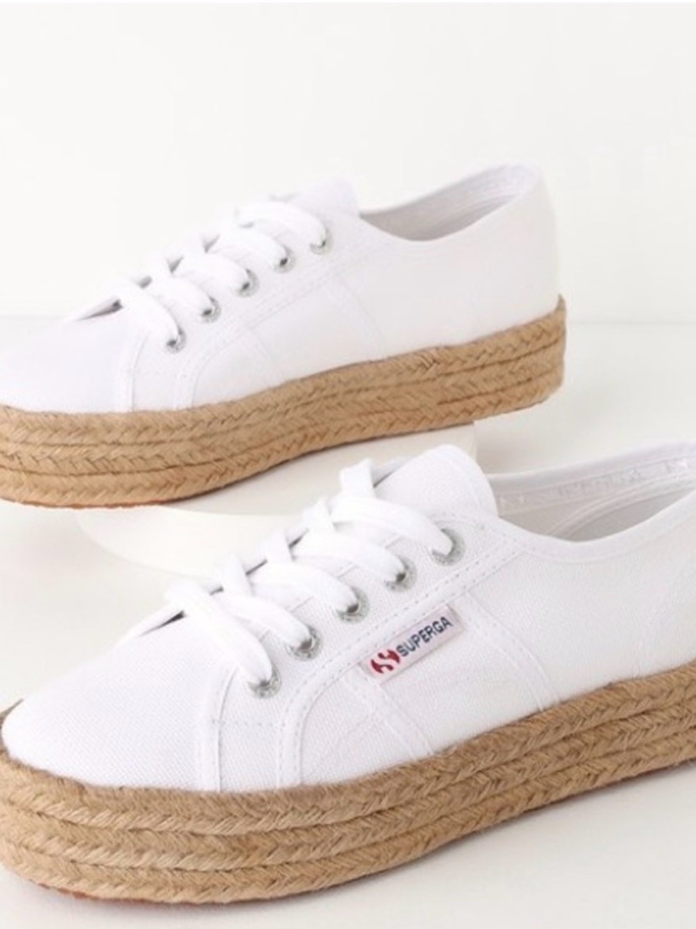 Superga Women's White Cotropew Canvas Espadrille Platform Sneaker Size 39/US 8